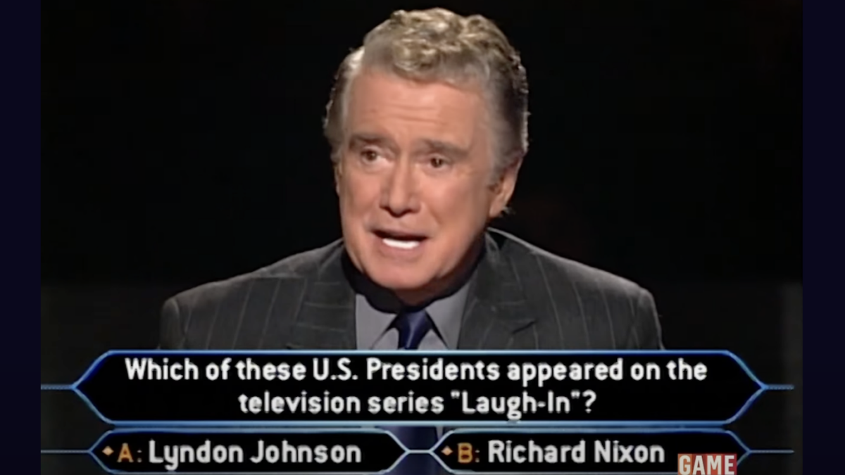 Regis Philbin on game show who wants to be a millionaire